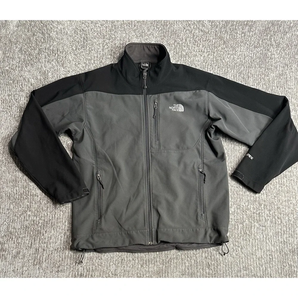 The North Face Apex Bionic Full Zip Black Gray Jacket Mens Size M Soft Shell